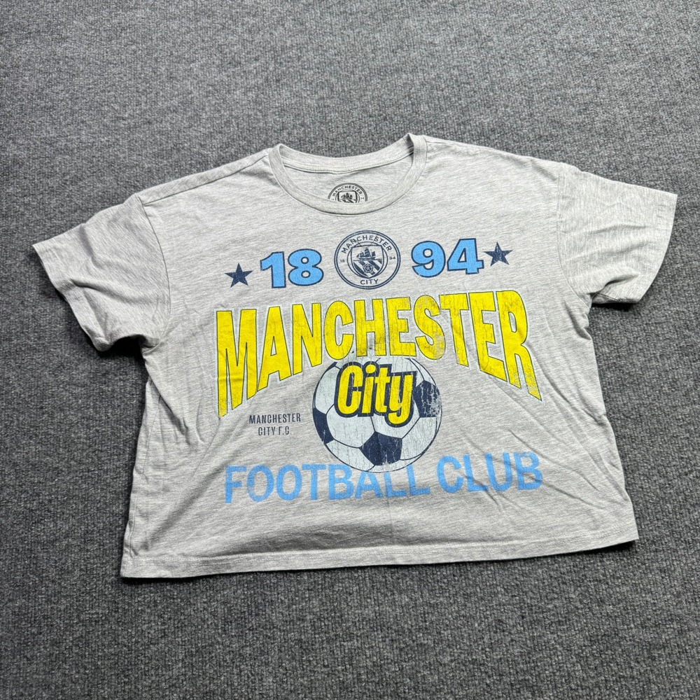 Manchester City Manchester City‎ FC Crop Top Womens Medium Gray Soccer Graphic